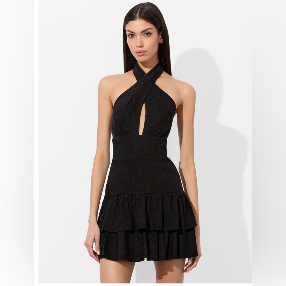Alice + Olivia EVELINA LINEN MINI DRESS size 4